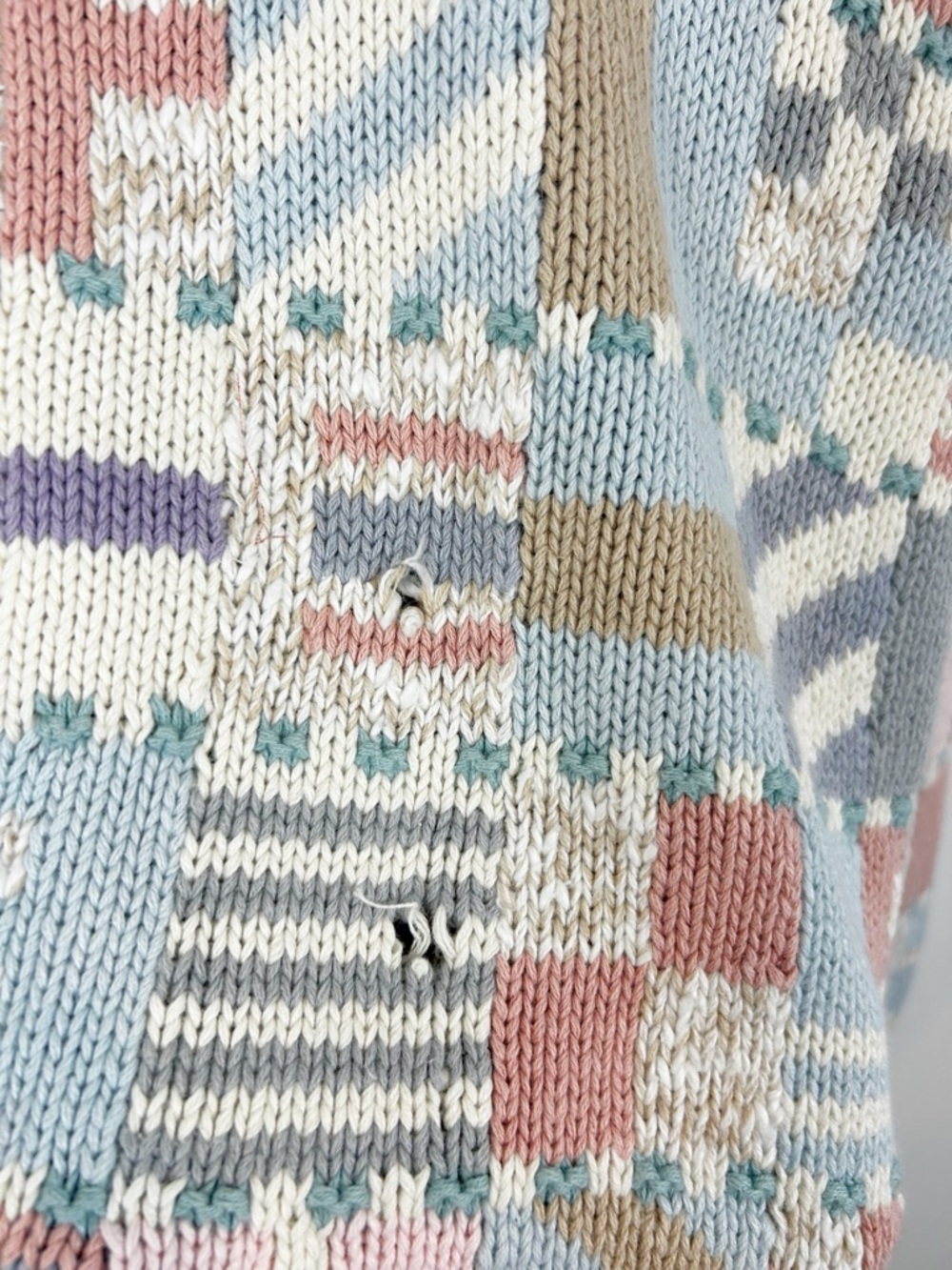 Marsh Landing VTG Patchwork Knit Button-Front Cardigan Size Small - Picture 4 of 7